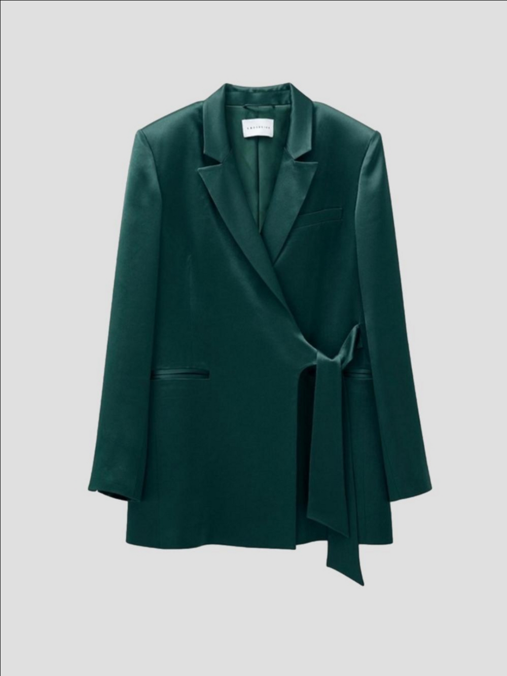 Tie-Waist Emerald Green Women's Blazer Jacket - Picture 2 of 9